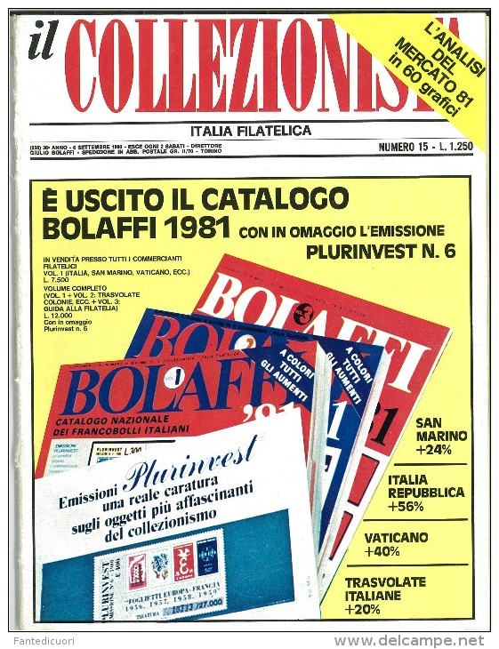 Rivista Il Collezionista, Bolaffi Editore N. 15 Anno 1980 - Italiaans (vanaf 1941)