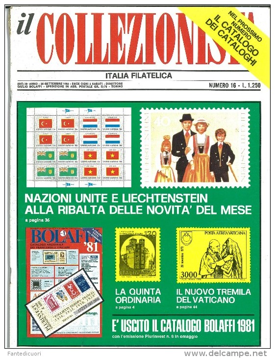 Rivista Il Collezionista, Bolaffi Editore N. 16 Anno 1980 - Italienisch (ab 1941)