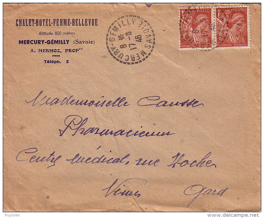 SAVOIE - MERCURY-GEMILLY LE 17-6-1946 SUR TYPE IRIS. - Cachets Manuels