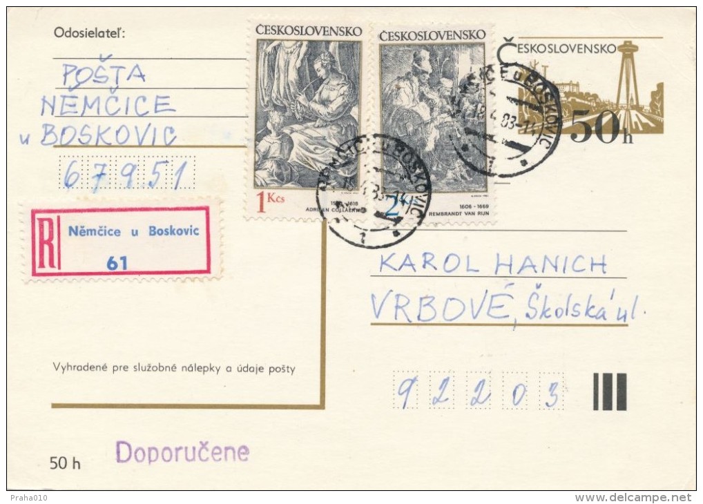 I2821 - Czechoslovakia (1983) 679 51 Nemcice U Boskovic (Adriaen Collaert, Rembrandt Van Rijn) - Rembrandt