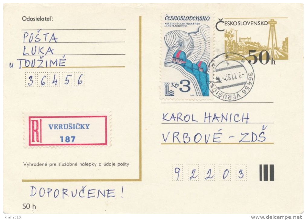 I2837 - Czechoslovakia (1982) 364 56 Verusicky (stamp 3,00 CSK: Olympic Games Lake Placid) - Hiver 1980: Lake Placid