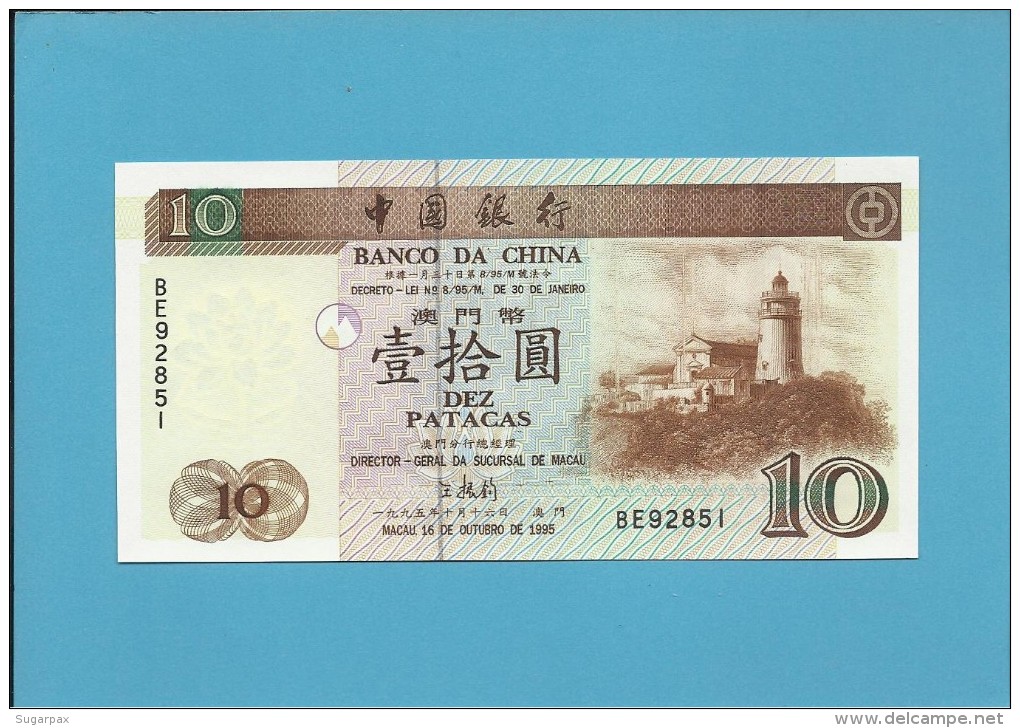 MACAO MACAU - 10 PATACAS - 16.10.1995 - P 90 - UNC. - BANCO DA CHINA - PORTUGAL - Macao