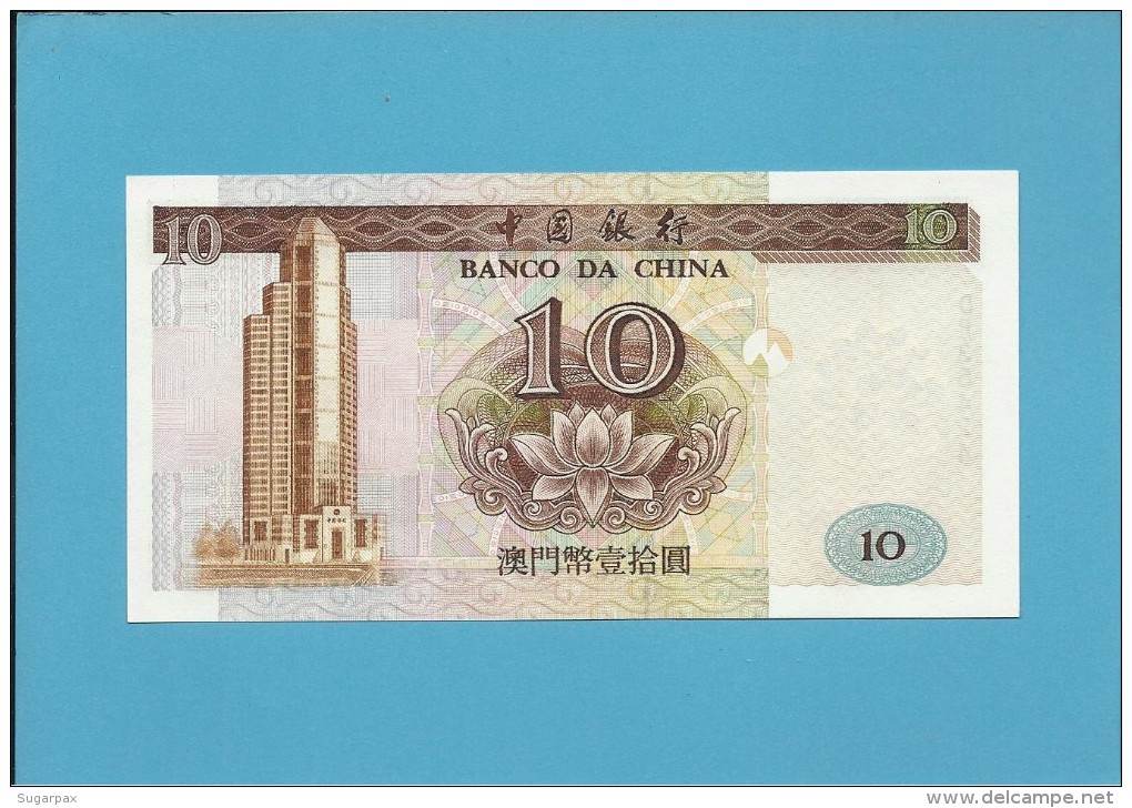 MACAO MACAU - 10 PATACAS - 16.10.1995 - P 90 - UNC. - BANCO DA CHINA - PORTUGAL - Macau