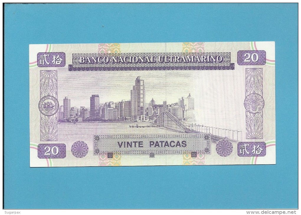 MACAO MACAU - 20 PATACAS - 1.9.1996 - P 66 - UNC. - PORTUGAL - Macao