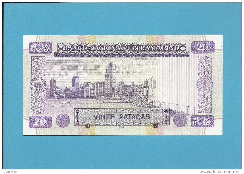 MACAO MACAU - 20 PATACAS - 1.9.1996 - P 66 - UNC. - PORTUGAL - Macao