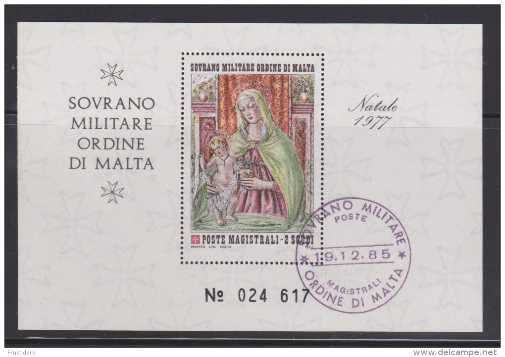 SMOM Sovereign Military Order Of Malta Mi Block 11 Christmas - Peruggino - St. Mary - Jesus Child - 1977 - Malte (Ordre De)