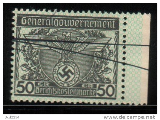 POLAND 1939 GENERAL GOUVERNMENT (WW2 3RD REICH OCCUPATION) GERICHTSKOSTEN (COURT REVENUE) 50GR BLACK BF#02 - Steuermarken