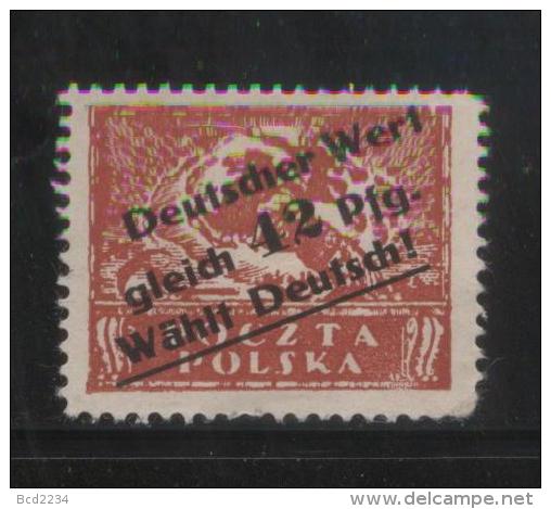 POLAND 1920s GERMAN PROPAGANDA FORGERY FOR SILESIA 42PFG/1M BRICK RED NO GUM - Gebruikt