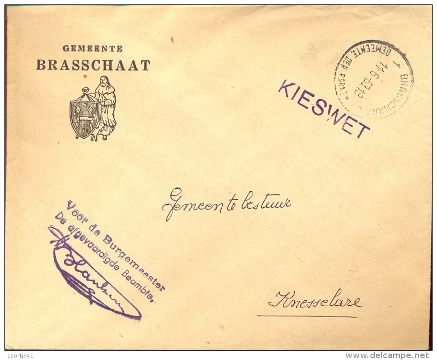 Omslag Enveloppe Gemeente  Stempel Brasschaat 1963 - Briefe