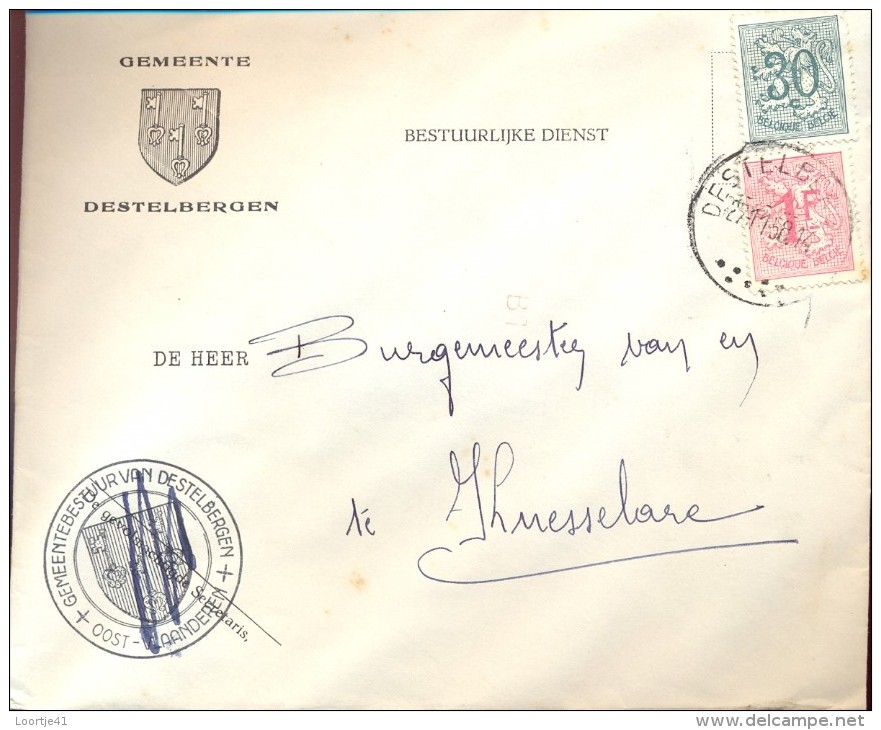 Omslag Enveloppe Gemeente  Stempel Destelbergen 1958 - Covers