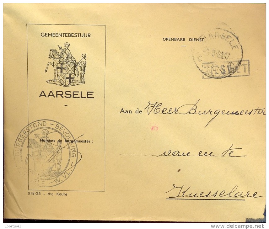 Omslag Enveloppe Gemeente  Stempel Aarsele 1961 - Omslagen