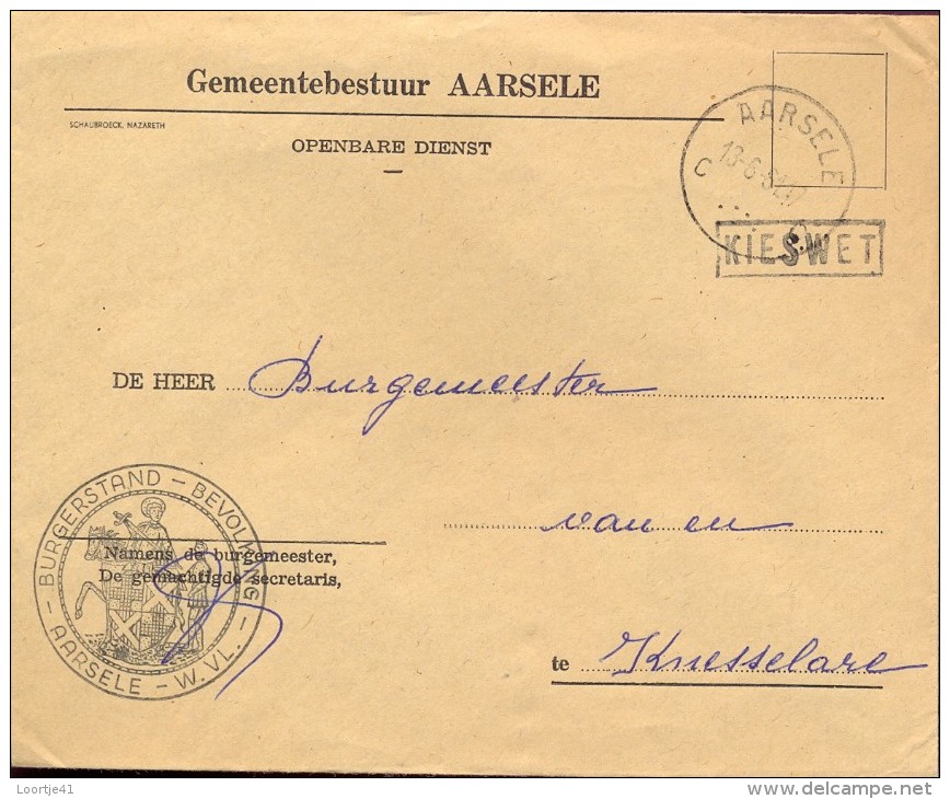 Omslag Enveloppe Gemeente  Stempel Aarsele 1961 - Briefe