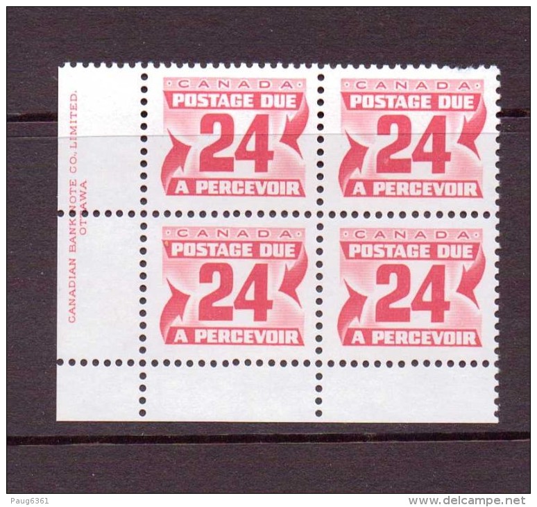 CANADA 1977/78 TAXE BLOC DE 4  YVERT N°T45  NEUF MNH** - Port Dû (Taxe)