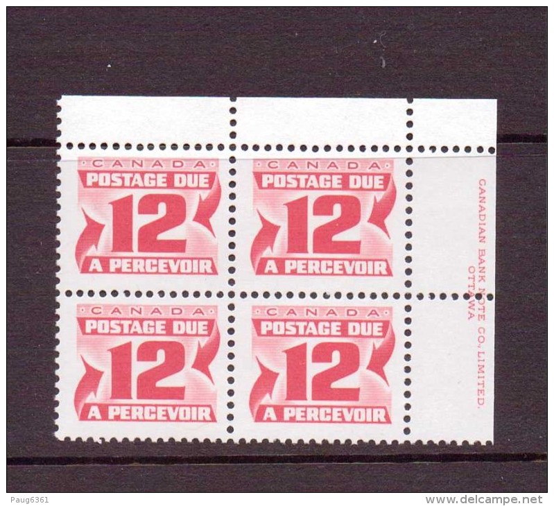 CANADA 1977/78 TAXE BLOC DE 4  YVERT N°T43  NEUF MNH** - Port Dû (Taxe)