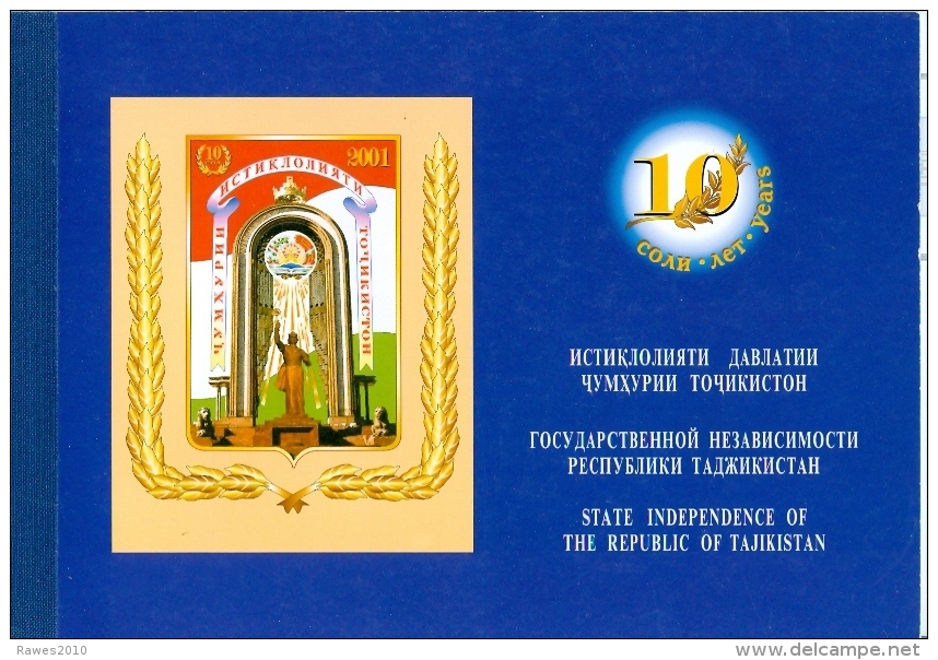 Tadschikistan Post-Sonderheft 2001 10 Jahre Republik Mit 3 Blöcken (Staatspräsident, Regierung, Staudamm) Postfr. - Tadjikistan