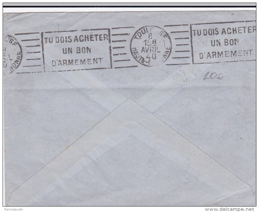 SENEGAL - 1940 -  YVERT 134 SEUL Sur ENVELOPPE (COTE = 50 EUR) CENSUREE De DAKAR Pour TOULOUSE Avec RARE MECA En ARRIVEE - Briefe U. Dokumente