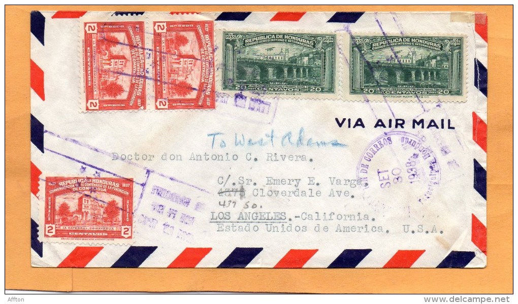 Honduras 1938 Cover Mailed To USA - Honduras