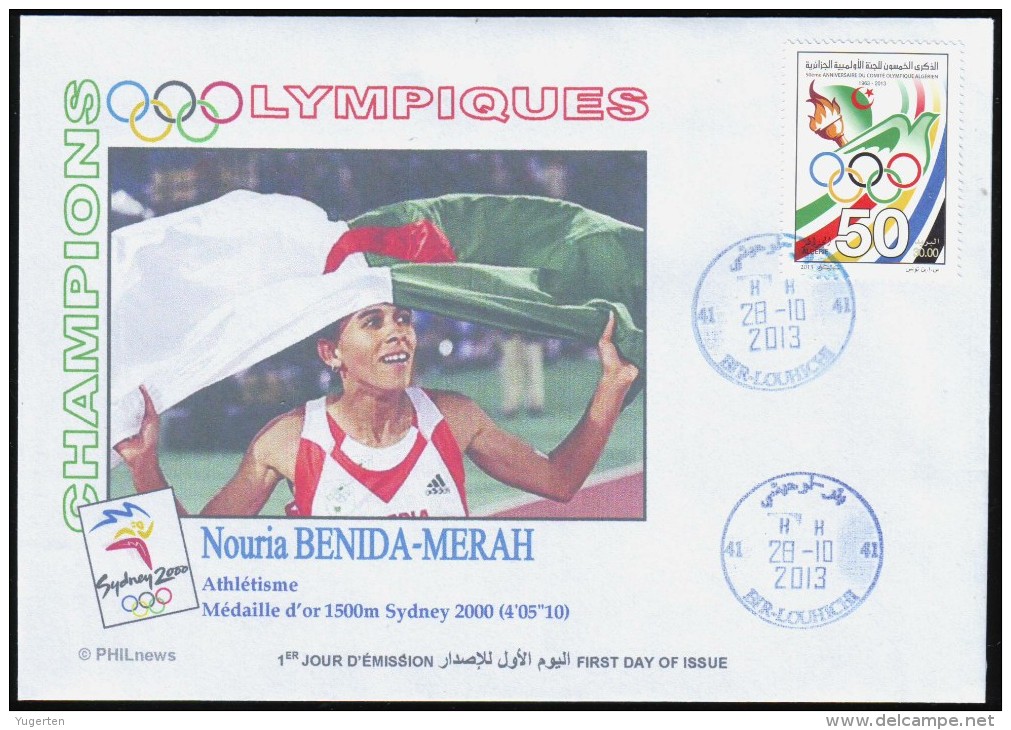 ALGERIE ALGERIA 2013  - FDC -Algerian Olympic Committee - Athletics Gold Medallist - Summer 2000: Sydney