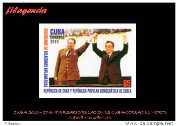 PIEZAS. CUBA MINT. 2010-32 50 ANIVERSARIO DE LAS RELACIONES DIPLOMÁTICAS CUBA-COREA DEL NORTE. SERIE SIN DENTAR - Non Dentelés, épreuves & Variétés