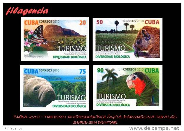 PIEZAS. CUBA MINT. 2010-35 TURISMO. DIVERSIDAD BIOLÓGICA. PARQUES NACIONALES. FAUNA. SERIE SIN DENTAR - Imperforates, Proofs & Errors