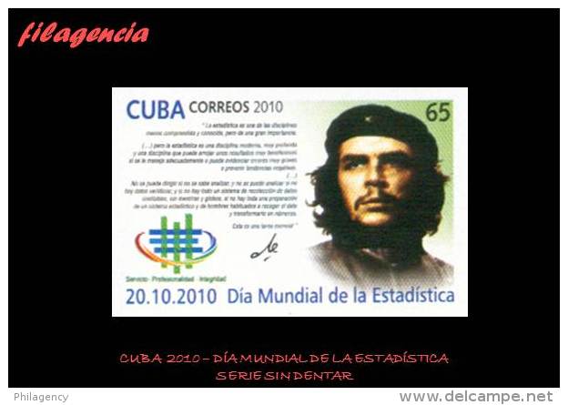 PIEZAS. CUBA MINT. 2010-38 DÍA MUNDIAL DE LA ESTADÍSTICA. SERIE SIN DENTAR - Imperforates, Proofs & Errors