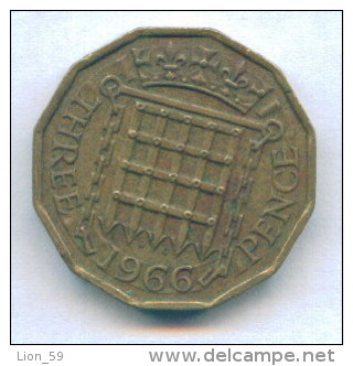 F3403 / - 3 Pence - 1966 - Great Britain Grande-Bretagne Grossbritannien Gran Bretagna Coins Munzen Monnaies Monete - F. 3 Pence