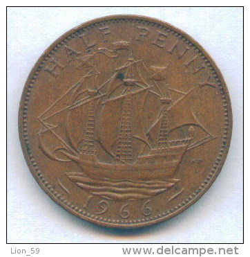 F3405 / - 1/2 Pennny - 1966 - Great Britain Grande-Bretagne Grossbritannien Gran Bretagna Coins Munzen Monnaies Monete - C. 1/2 Penny