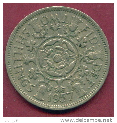F3407 / -  1 Florin - 2 Shillings - 1957 - Great Britain Grande-Bretagne Grossbritannien - Coins Munzen Monnaies Monete - J. 1 Florin / 2 Schillings