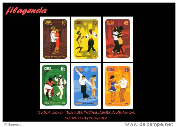 PIEZAS. CUBA MINT. 2010-48 BAILES POPULARES CUBANOS. SERIE SIN DENTAR - Imperforates, Proofs & Errors