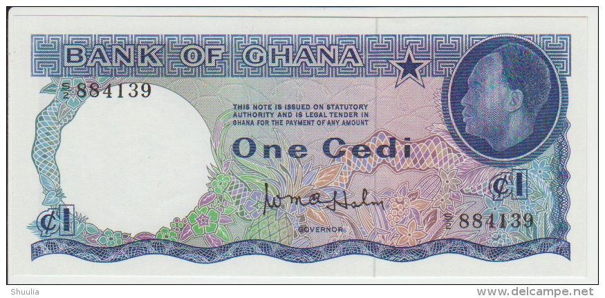 Ghana 1 Cedi 1965 Pick 5 UNC - Ghana