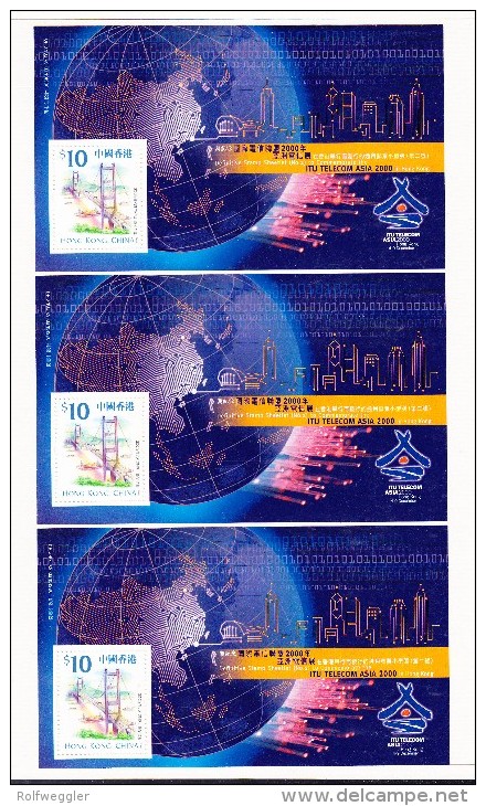 2000 Block Mi#83 ITU TELECOM ASIA  3 Blocks Senkrecht Zusammenhängend / Uncut Bloc Of 3 Out Of Printers Archive - Unused Stamps