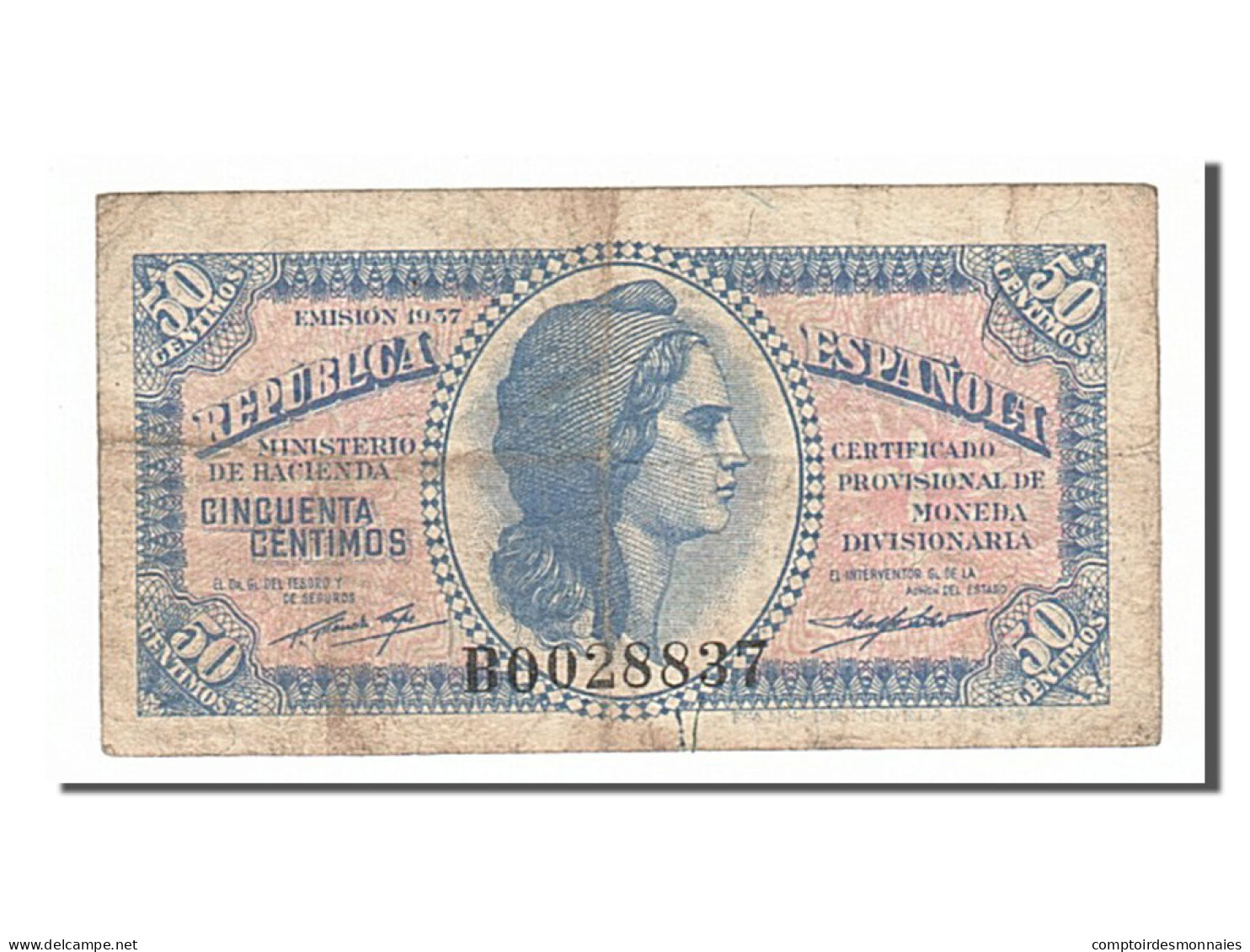 Billet, Espagne, 50 Centimos, 1937, TB - Andere & Zonder Classificatie