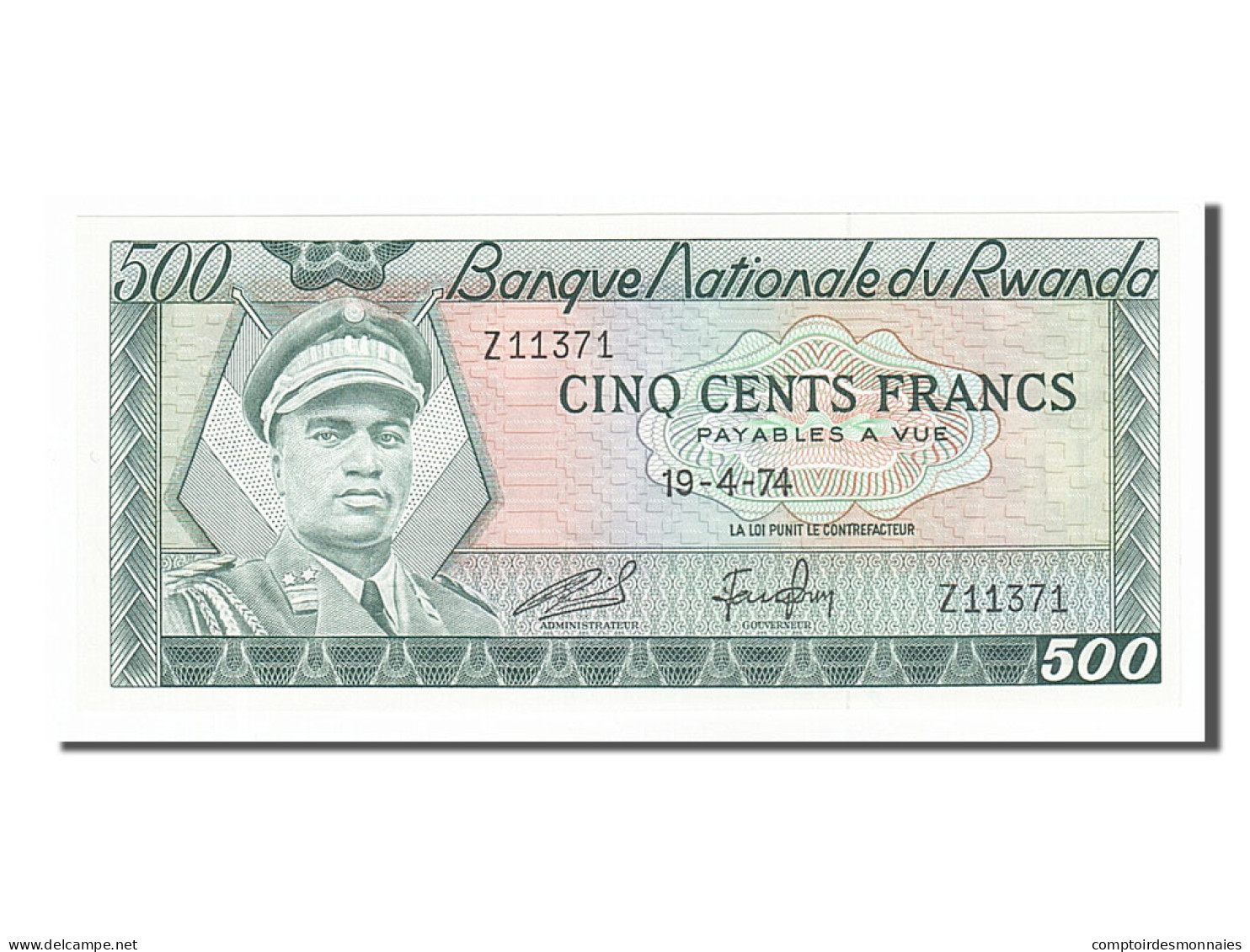 Billet, Rwanda, 500 Francs, 1974, 1974-04-19, NEUF - Ruanda