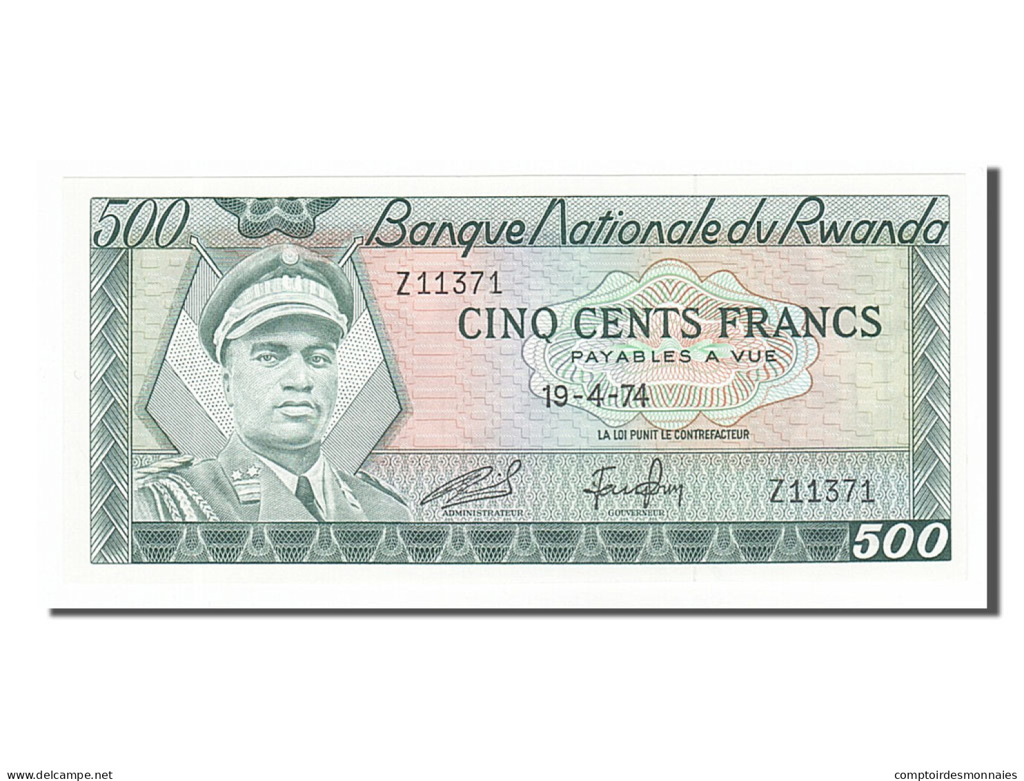 Billet, Rwanda, 500 Francs, 1974, 1974-04-19, NEUF - Rwanda