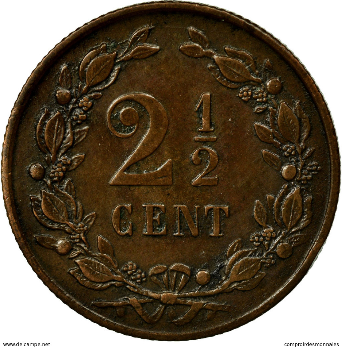 Monnaie, Pays-Bas, William III, 2-1/2 Cent, 1877, TTB, Bronze, KM:108.1 - 1849-1890 : Willem III