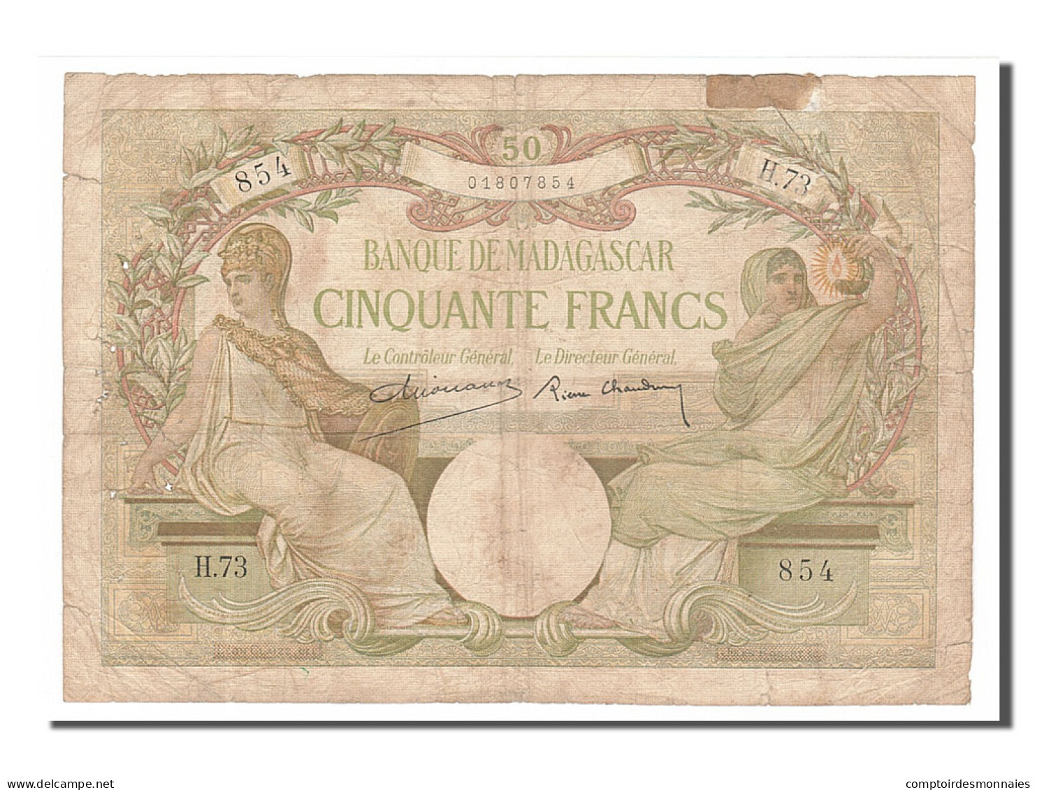 Billet, Madagascar, 50 Francs, 1937, B+ - Madagascar