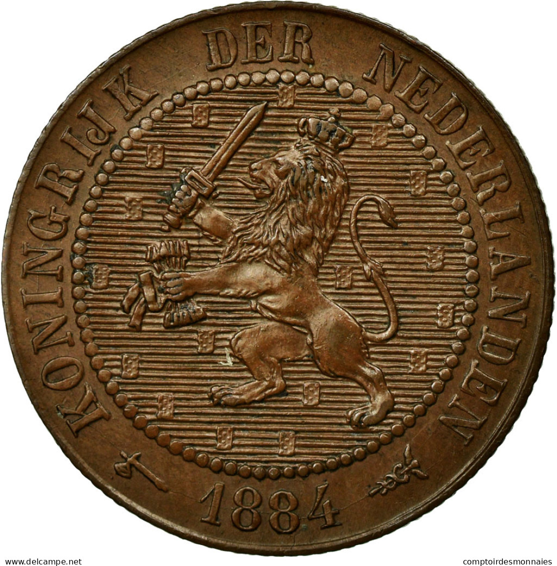 Monnaie, Pays-Bas, William III, 2-1/2 Cent, 1884, SUP+, Bronze, KM:108.1 - 1849-1890 : Willem III