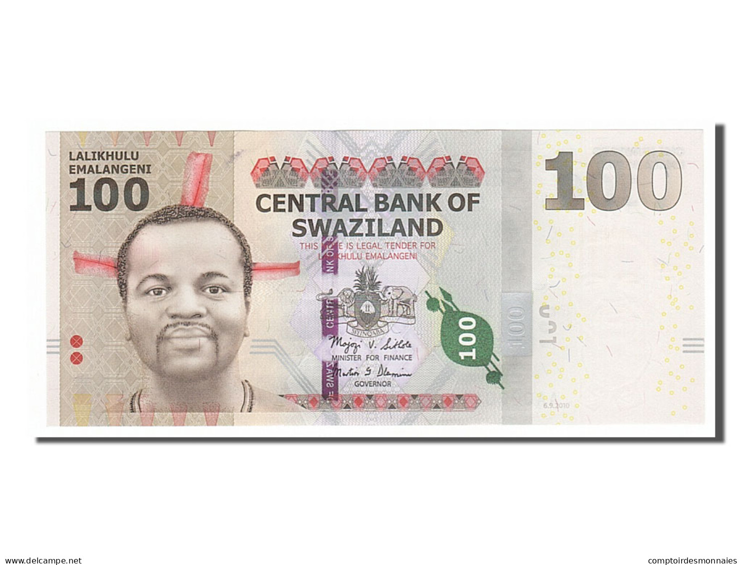 Billet, Swaziland, 100 Emalangeni, 2010, 2010-09-06, NEUF - Swasiland