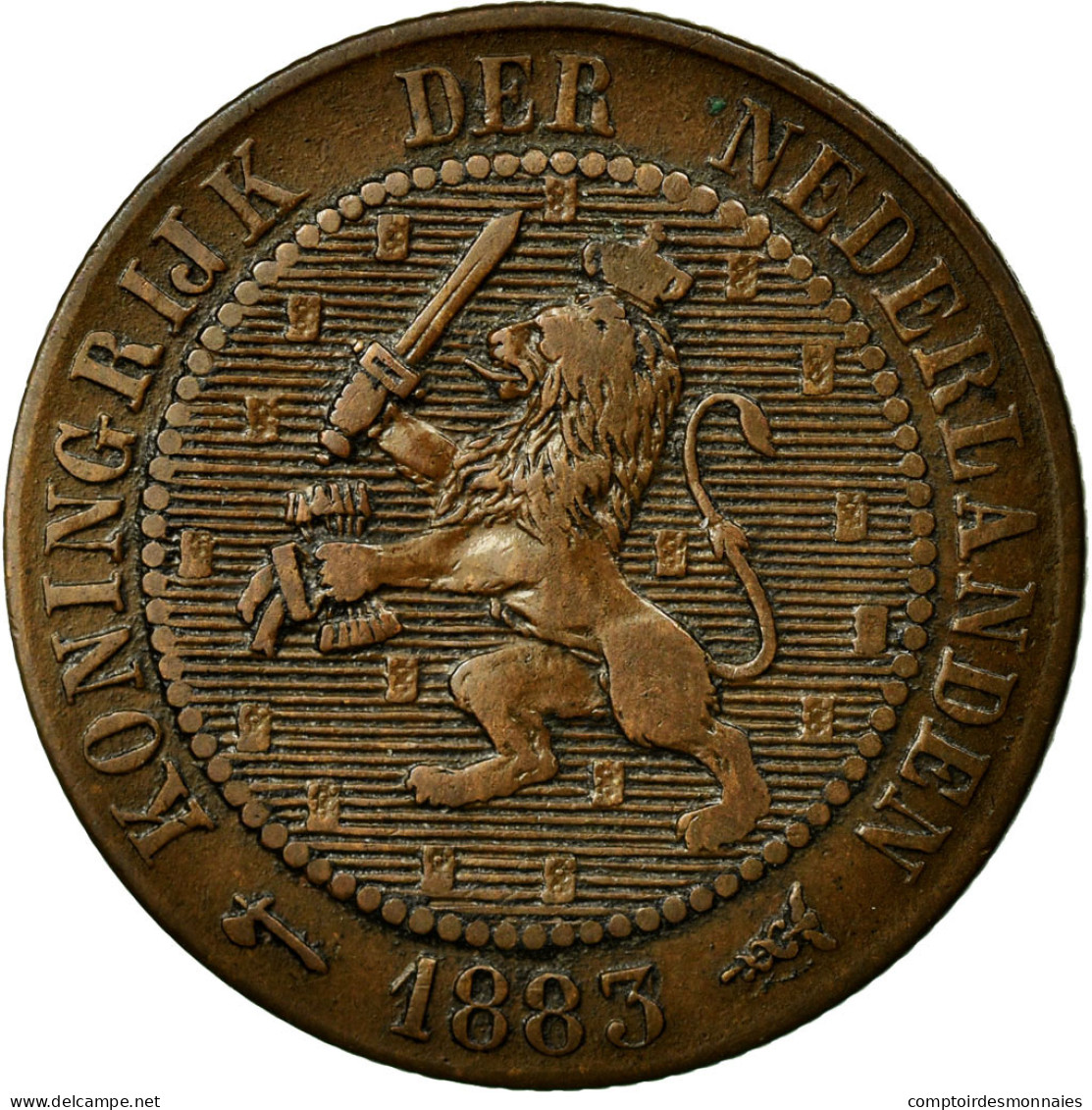 Monnaie, Pays-Bas, William III, 2-1/2 Cent, 1883, TTB, Bronze, KM:108.1 - 1849-1890 : Willem III