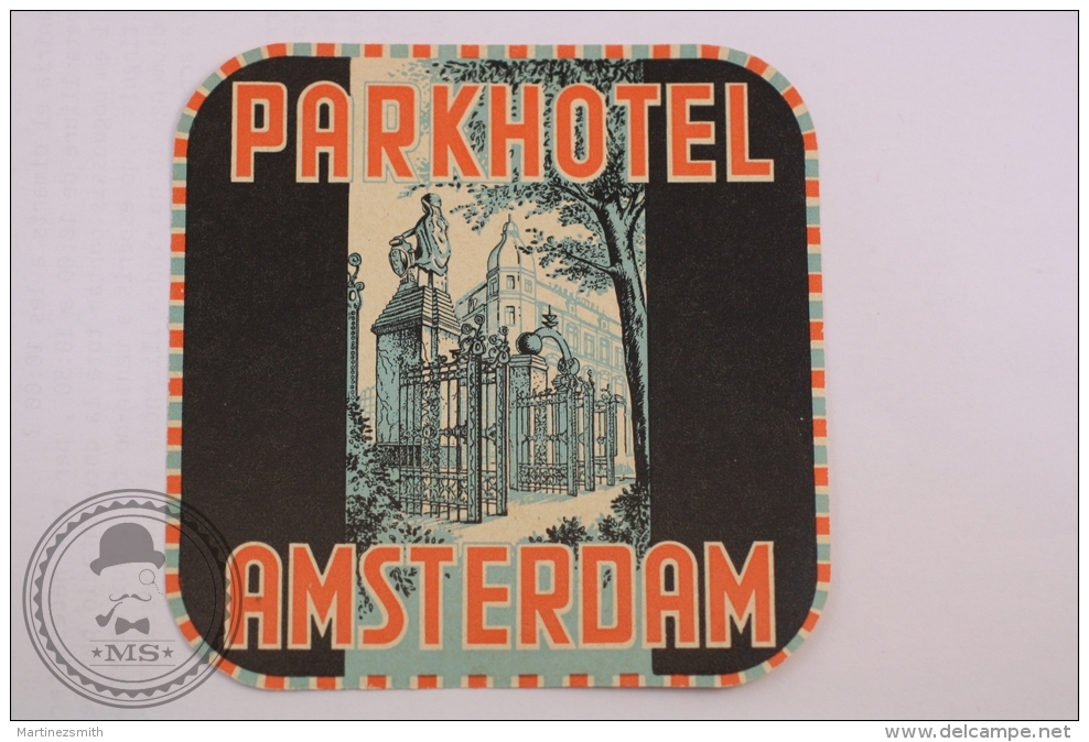 Park Hotel, Amsterdam - Holland - Original Vintage Luggage Hotel Label - Sticker - Etiquetas De Hotel