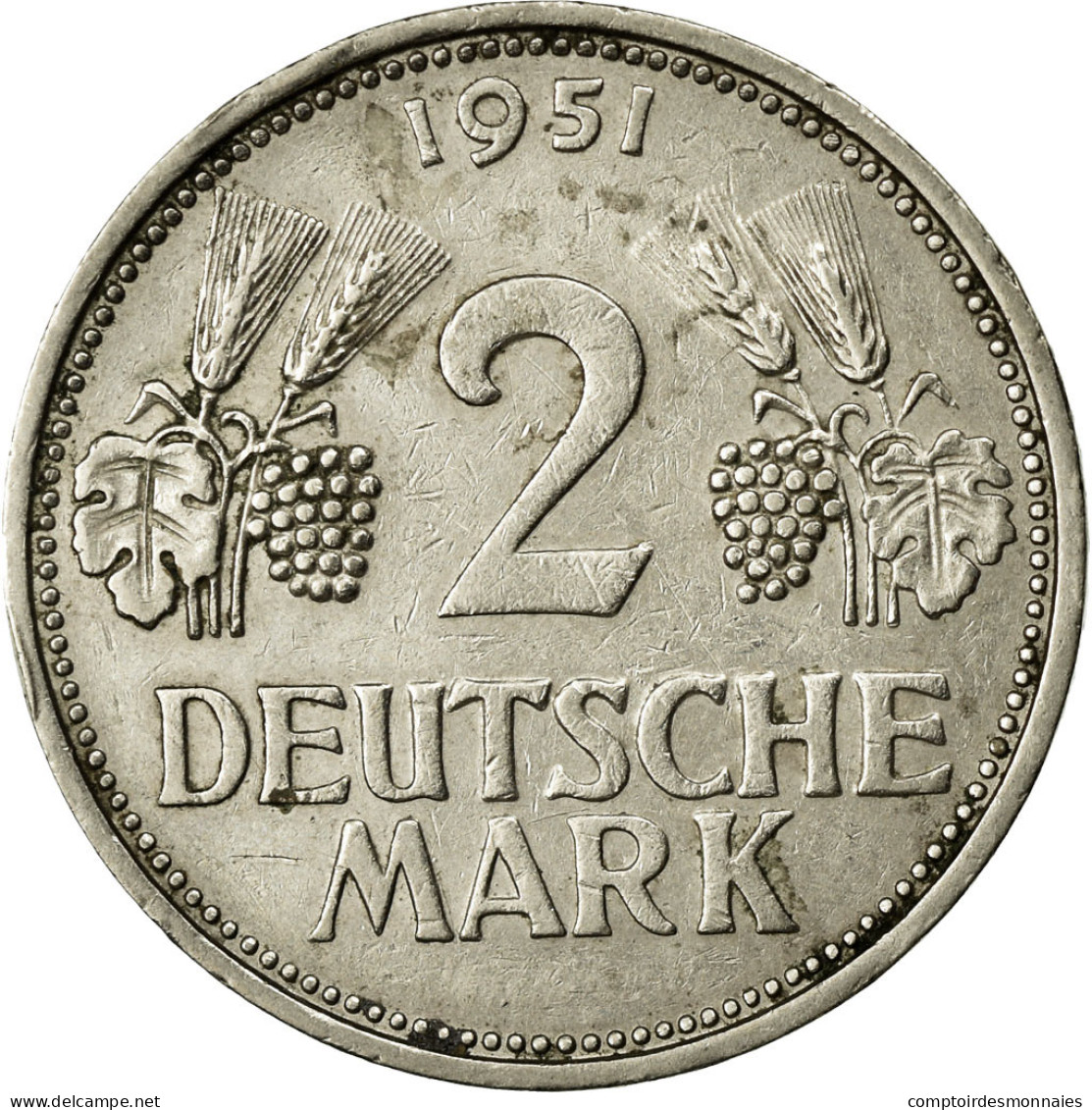 Monnaie, République Fédérale Allemande, 2 Mark, 1951, Stuttgart, TTB - 2 Marcos