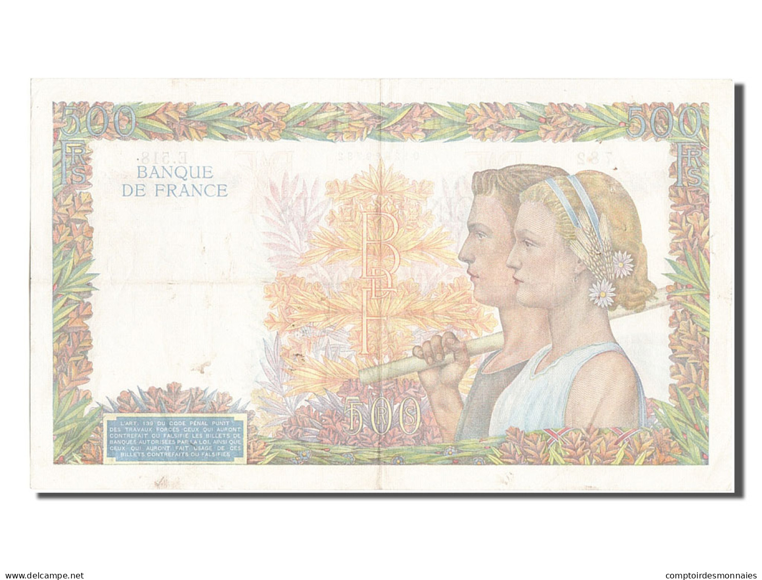 Billet, France, 500 Francs, 500 F 1940-1944 ''La Paix'', 1940, 1940-06-20, TTB - 500 F 1940-1944 ''La Paix''