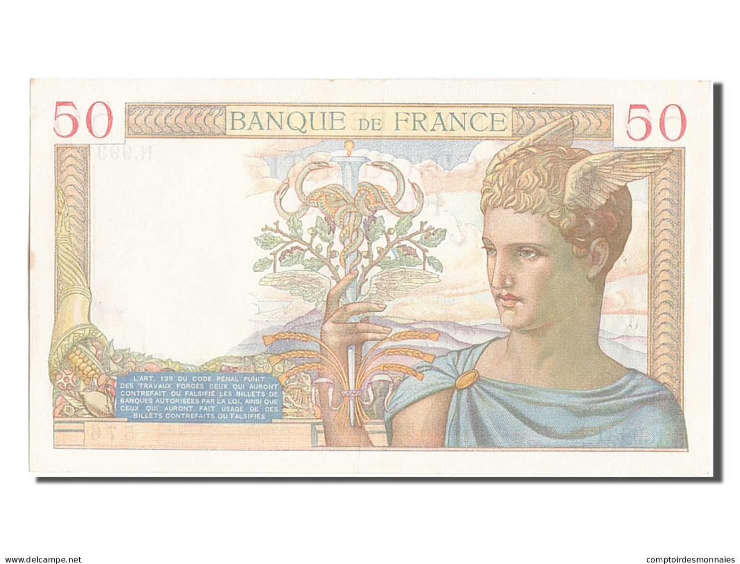 Billet, France, 50 Francs, 50 F 1934-1940 ''Cérès'', 1939, 1939-03-09, SUP - 50 F 1934-1940 ''Cérès''