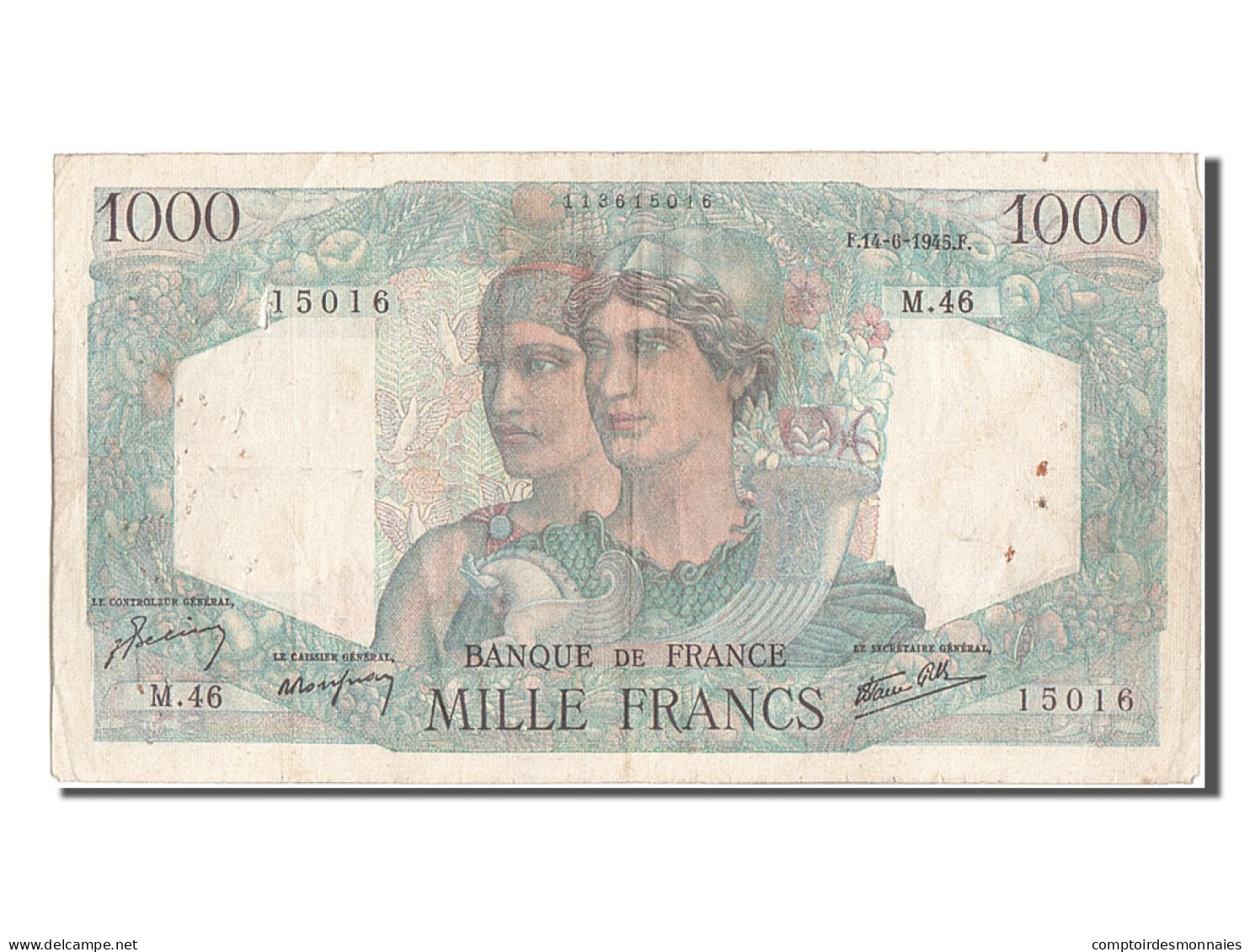 Billet, France, 1000 Francs, 1 000 F 1945-1950 ''Minerve Et Hercule'', 1945 - 1 000 F 1945-1950 ''Minerve Et Hercule''