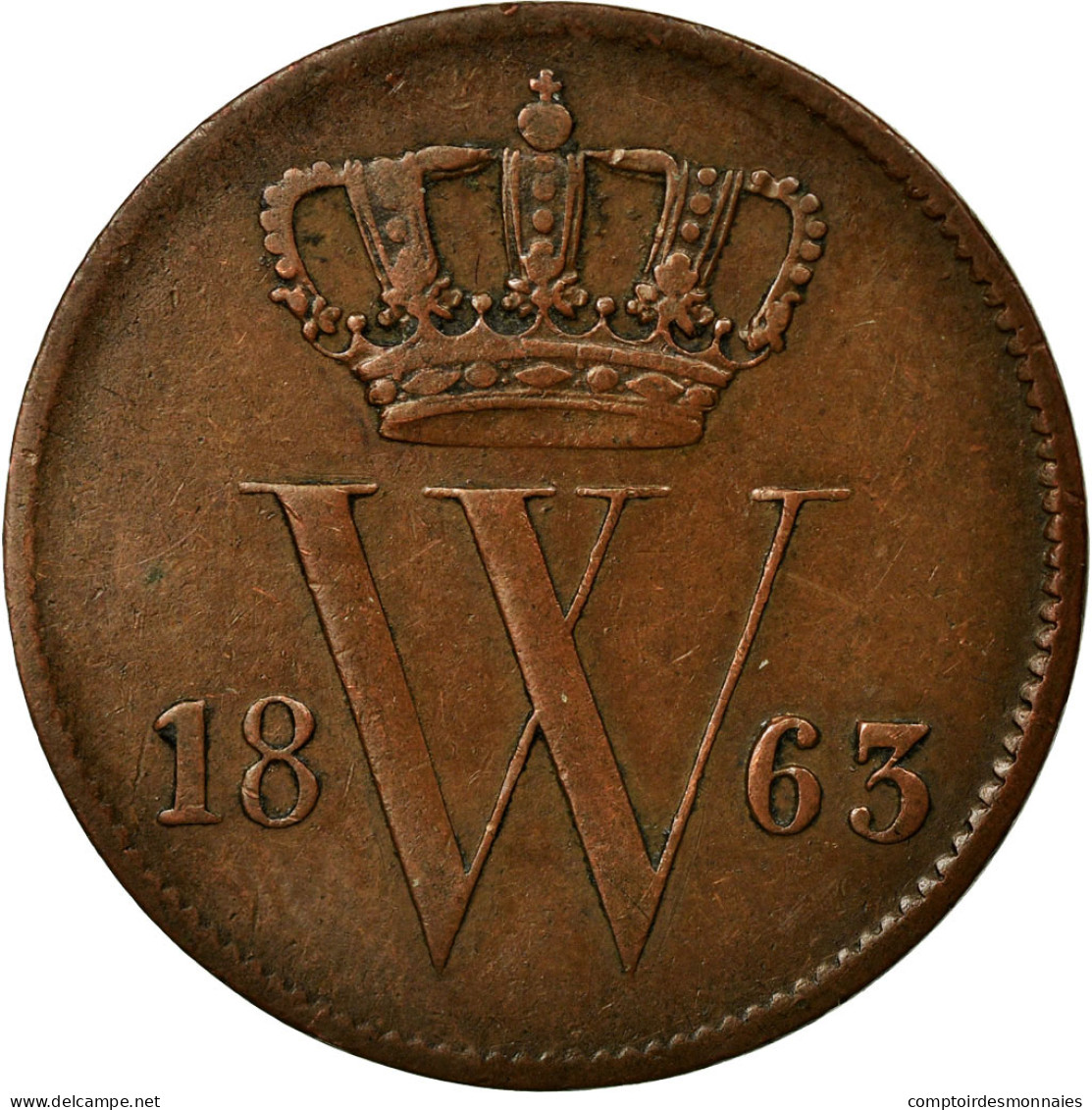 Monnaie, Pays-Bas, William III, Cent, 1863, TTB, Cuivre, KM:100 - 1849-1890 : Willem III