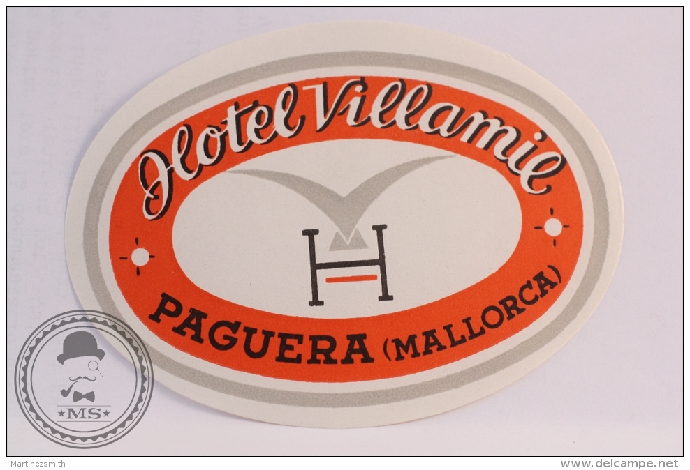 Hotel Villamie, Paguera, Mallorca - Spain - Original Vintage Luggage Hotel Label - Sticker - Hotel Labels