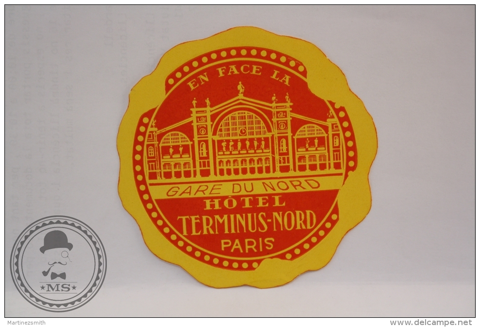 Hotel Terminus - Nord, Paris - France - Original Vintage Luggage Hotel Label - Sticker - Hotel Labels