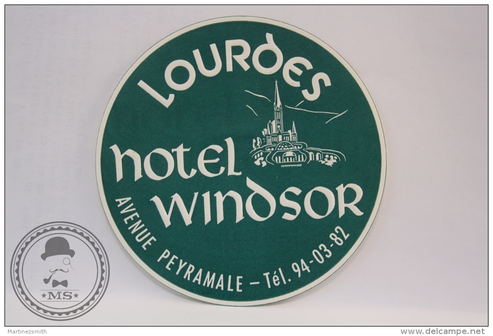 Hotel Windsor, Lourdes - France - Original Vintage Luggage Hotel Label - Sticker - Hotel Labels