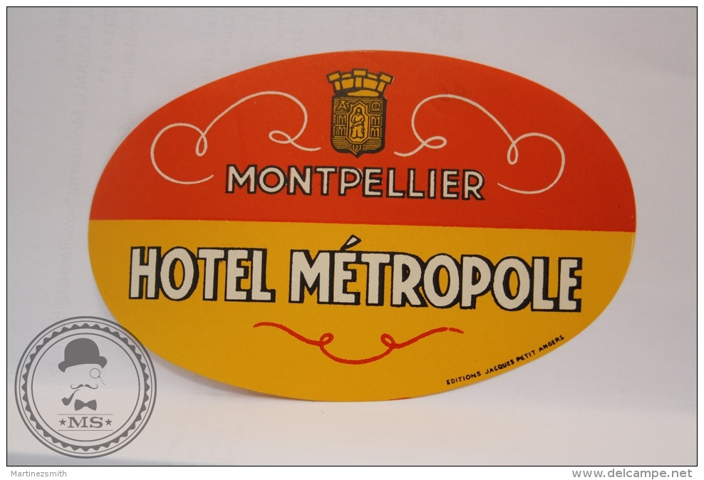 Hotel Metropole, Montpellier  - France - Original Vintage Luggage Hotel Label - Sticker - Hotel Labels