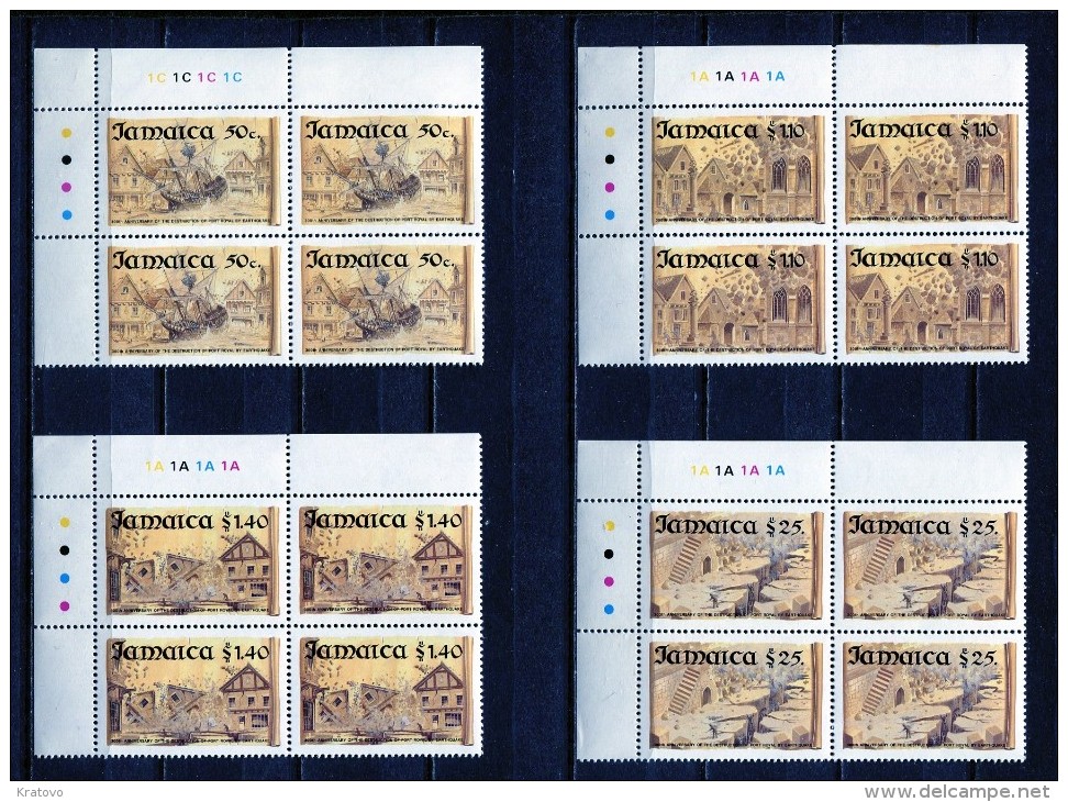 JAMAICA 1992 * PORT ROYAL * MI # 792 - 795 * Sc # 772 - 775 * CORNER BLOCK Of 4 * MNH - Jamaica (1962-...)